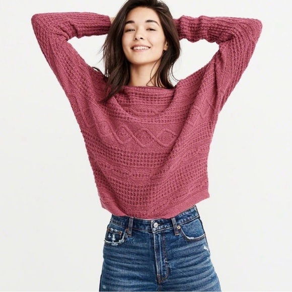 Abercrombie & Fitch Sweaters - Abercrombie & Fitch cable knit sweater jumper mauve size medium
